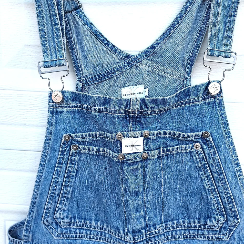 Y2K Calvin Klein Jeans Blue Wide Leg Overalls %100 Cotton Denim - Picture 3 of 10